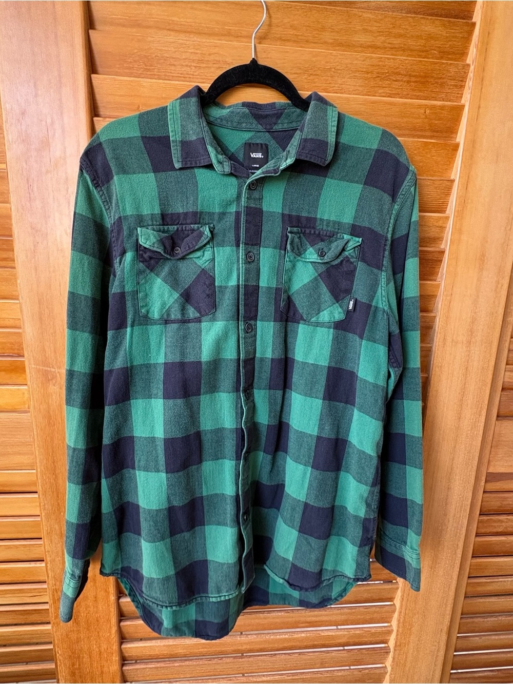 Vans Men’s Teal & Black Plaid Button-Down Shirt - Picture 2 of 4